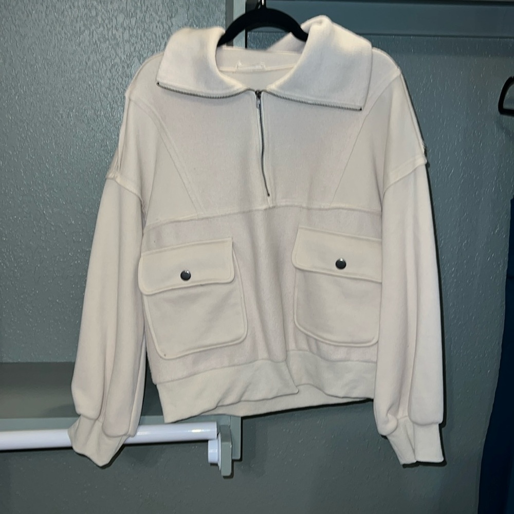 Cream Quarter Zip Jacket